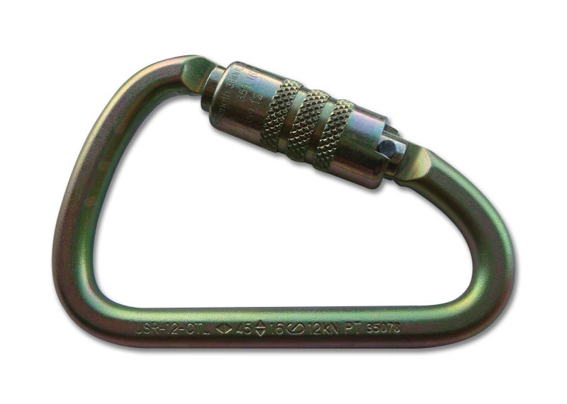ProClimb USR-12-CTL Twist Steel Carabiner - 124 mm x 79 mm, ANSI Z359.1-2007/Z359.12-2009 Certified, 45 Kn Minimum Breaking Strength, Safety Supply Equipment - Made in Taiwan